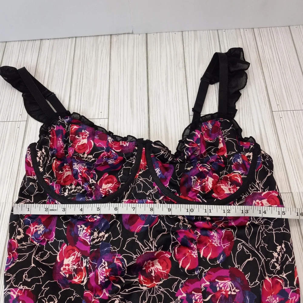 Torrid Satin Floral Ruffle Thong Bodysuit